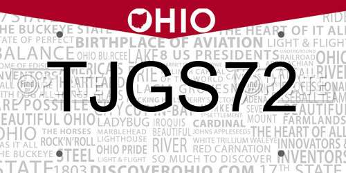 TJGS72 Ohio License Plate