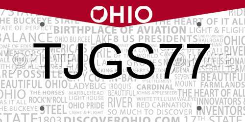 TJGS77 Ohio License Plate