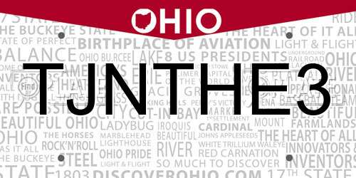 TJNTHE3 Ohio License Plate