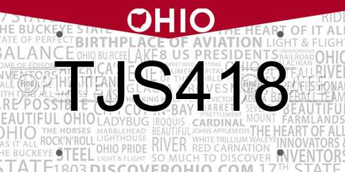 TJS418 Ohio License Plate
