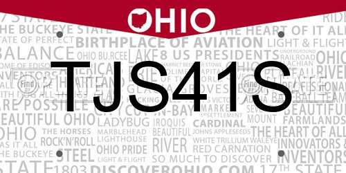 TJS41S Ohio License Plate