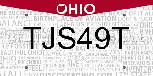 TJS49T Ohio License Plate