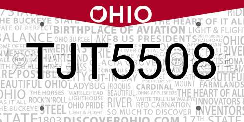 TJT5508 Ohio License Plate
