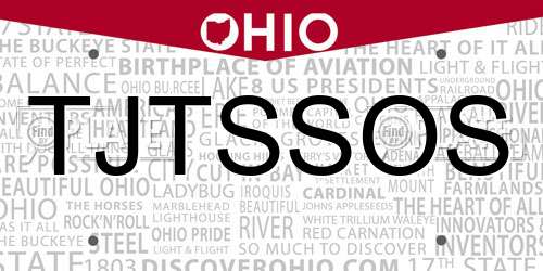 TJTSSOS Ohio License Plate