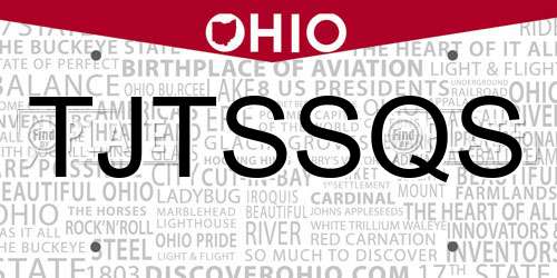TJTSSQS Ohio License Plate