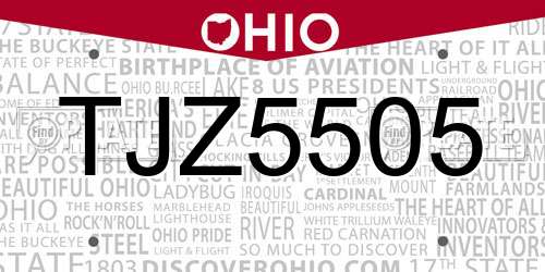 TJZ5505 Ohio License Plate