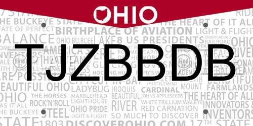 TJZBBDB Ohio License Plate