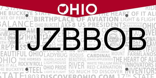 TJZBBOB Ohio License Plate