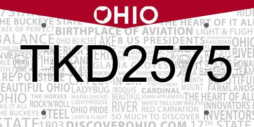 TKD2575 Ohio License Plate