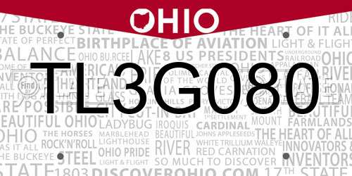TL3G080 Ohio License Plate