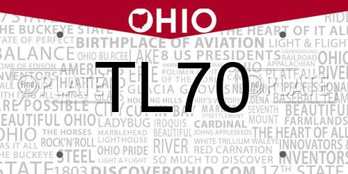TL70 Ohio License Plate