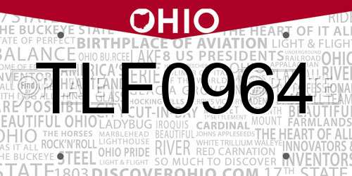 TLF0964 Ohio License Plate