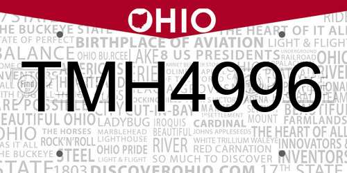 TMH4996 Ohio License Plate