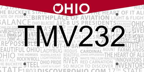 TMV232 Ohio License Plate