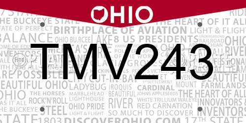 TMV243 Ohio License Plate