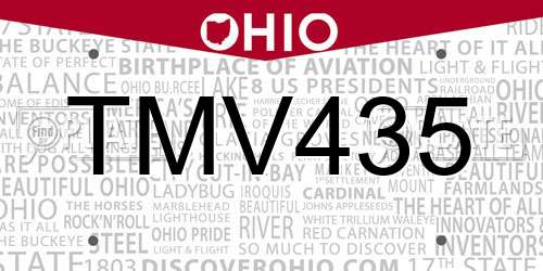 TMV435 Ohio License Plate