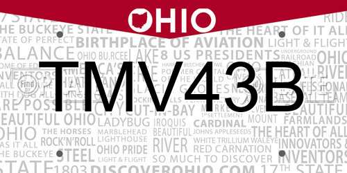 TMV43B Ohio License Plate
