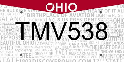 TMV538 Ohio License Plate