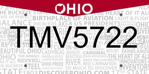 TMV5722 Ohio License Plate