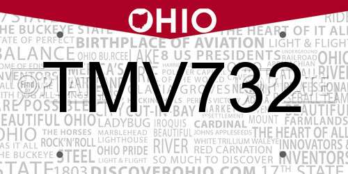 TMV732 Ohio License Plate