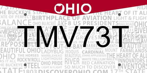 TMV73T Ohio License Plate