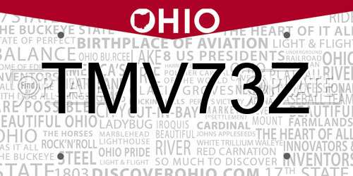 TMV73Z Ohio License Plate