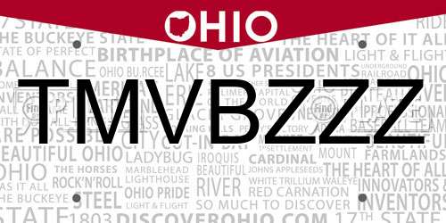 TMVBZZZ Ohio License Plate