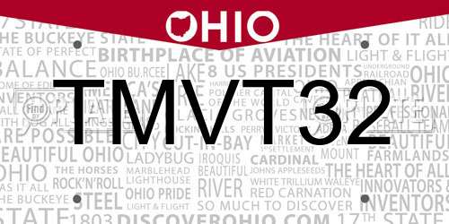 TMVT32 Ohio License Plate
