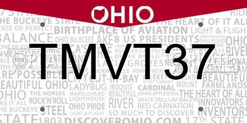 TMVT37 Ohio License Plate