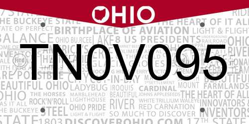 TN0V095 Ohio License Plate