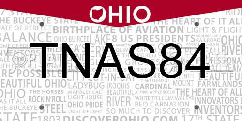 TNAS84 Ohio License Plate