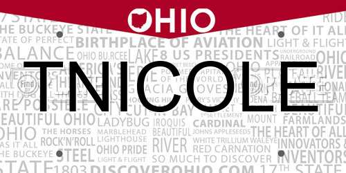 TNICOLE Ohio License Plate