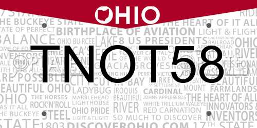TNOT58 Ohio License Plate