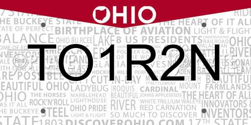 TO1R2N Ohio License Plate