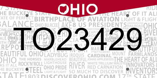 TO23429 Ohio License Plate
