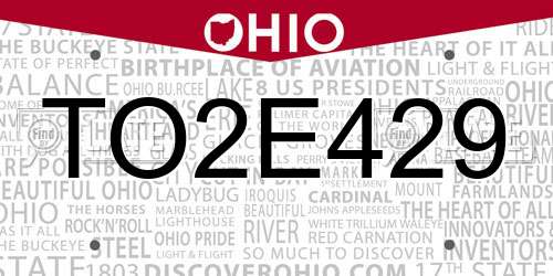 TO2E429 Ohio License Plate