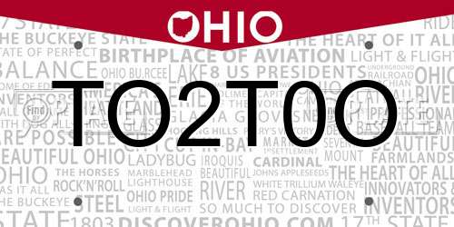 TO2T0O Ohio License Plate