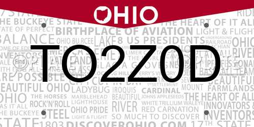 TO2Z0D Ohio License Plate