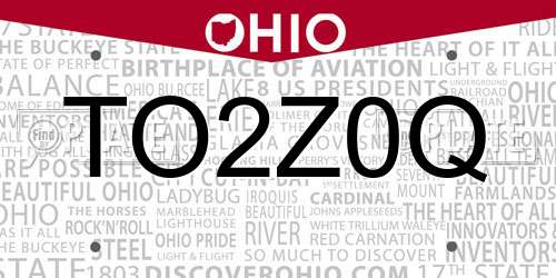 TO2Z0Q Ohio License Plate