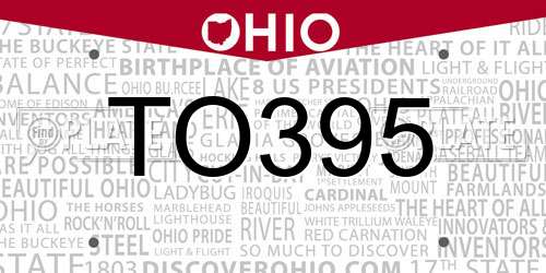 TO395 Ohio License Plate