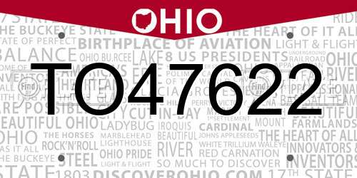 TO47622 Ohio License Plate