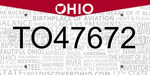 TO47672 Ohio License Plate