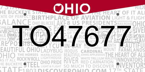TO47677 Ohio License Plate