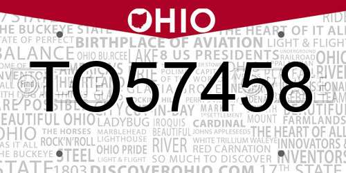 TO57458 Ohio License Plate