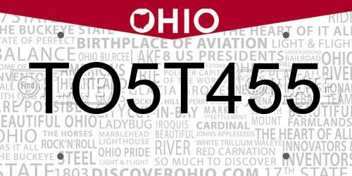 TO5T455 Ohio License Plate