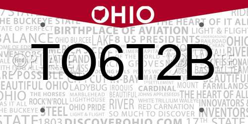 TO6T2B Ohio License Plate