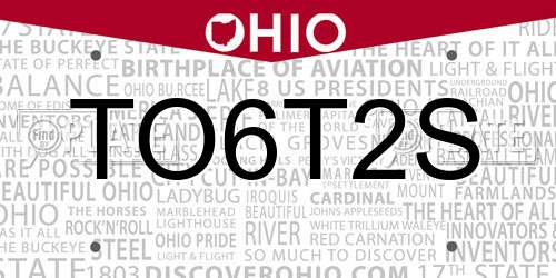 TO6T2S Ohio License Plate