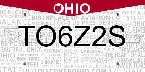 TO6Z2S Ohio License Plate