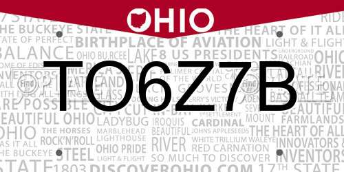TO6Z7B Ohio License Plate