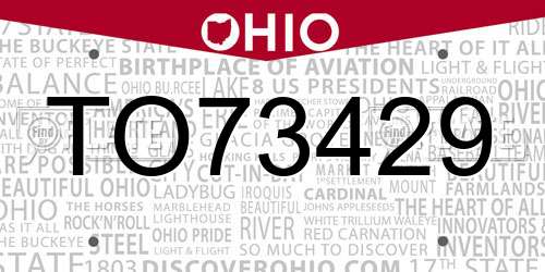 TO73429 Ohio License Plate